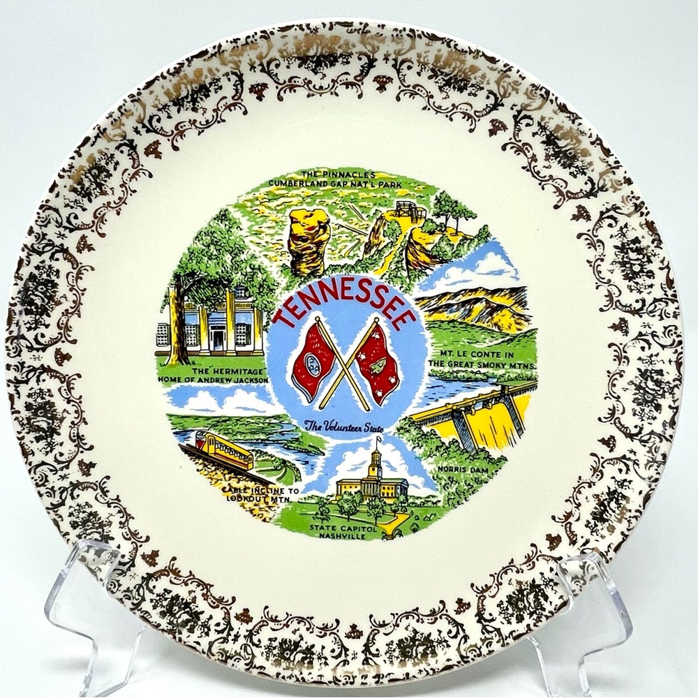 Vintage State of Tennessee Commemorative Plate Historic Landmarks Souvenir Plate